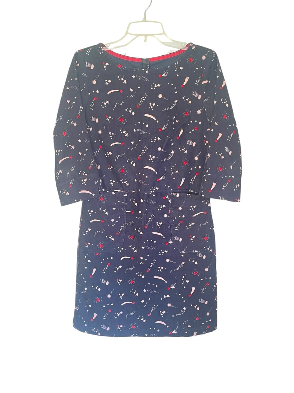Boden Navy Floral & Star-Print corduroy dress